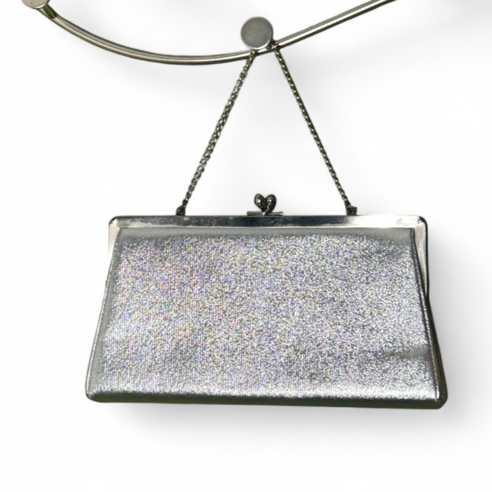 5/$25 LIKE NEW Vintage Ande 1960’s Glittering Silver Clutch Purse